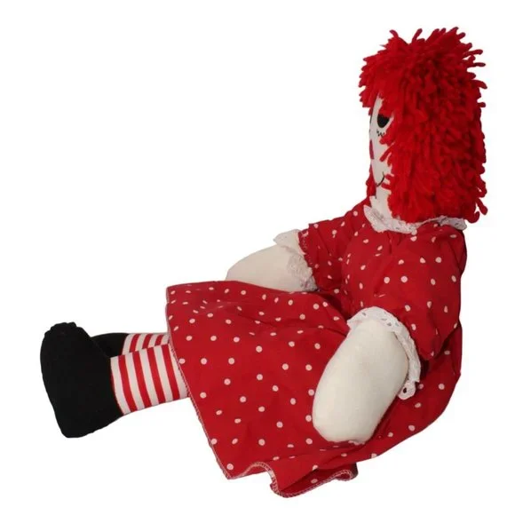 VTG Raggedy Ann Doll 24" Handmade Sewn Crafted Plush Stuffed Polka Dot Dress - Picture 2 of 4